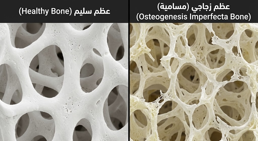 مقارنة مجهرية بين العظم الطبيعي والعظم الزجاجي