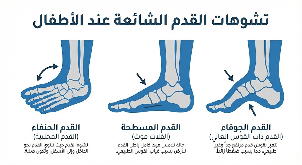 تشوهات القدم الشائعة عند الأطفال - رسم توضيحي