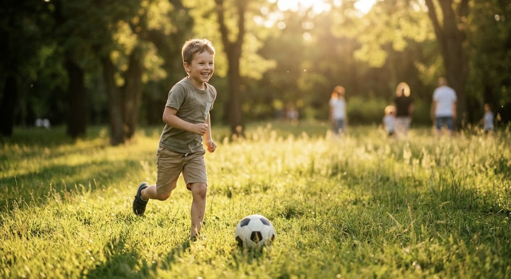 طفل سعيد يمارس حياته بنشاط بعد العلاج