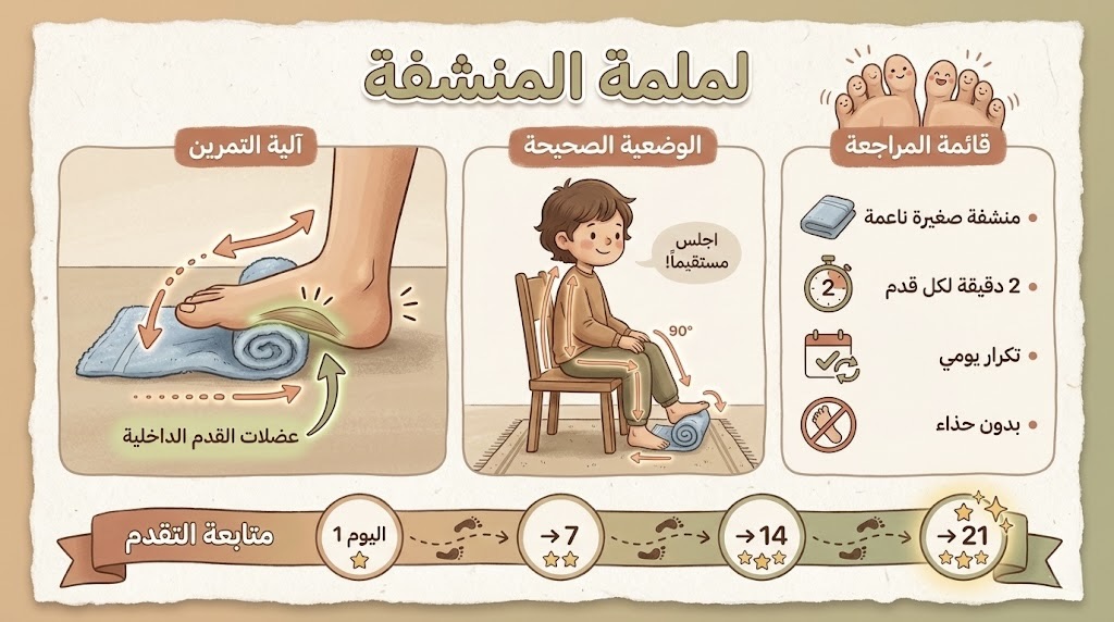 تمرين لملمة المنشفة لتقوية عضلات القدم