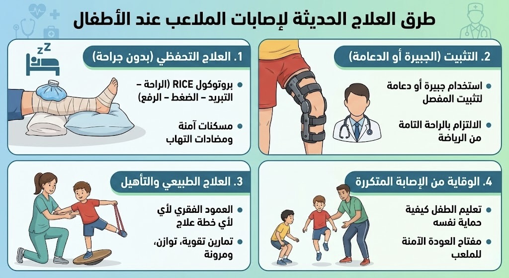 طفل في جلسة علاج طبيعي وتأهيل رياضي بعد إصابة ملاعب