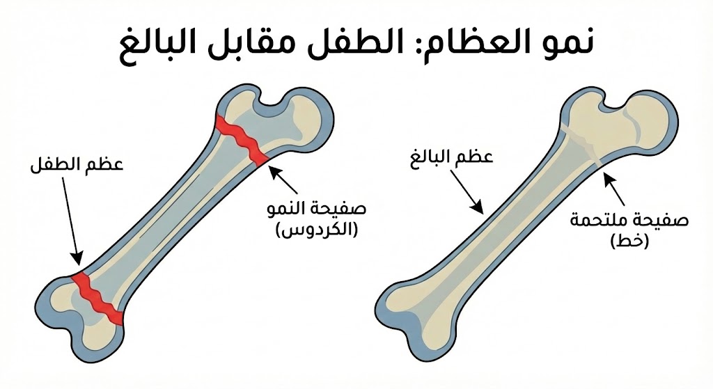 مناطق النمو في عظام الأطفال - رسم توضيحي طبي